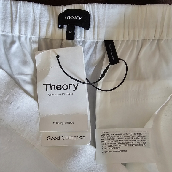 Theory Relaxed Pull-on Pants, White Crunch Size 12 Nwt - Picture 4 of 16